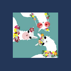 Свитшот хлопковый мужской Три ламы с цветами, цвет: тёмно-синий — фото 2