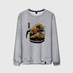 Мужской свитшот Большая волна в Канагаве в чайнике с кофе