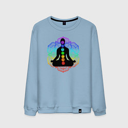 Свитшот хлопковый мужской Символ йоги - символы чакры, цвет: мягкое небо