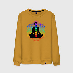 Свитшот хлопковый мужской Символ йоги - символы чакры, цвет: горчичный