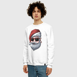 Свитшот хлопковый мужской Хипстер Санта, цвет: белый — фото 2