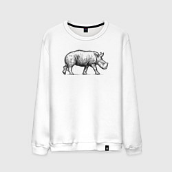 Свитшот хлопковый мужской Носорожик спешит, цвет: белый