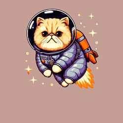 Свитшот хлопковый мужской Котик бравый космонавт с джетпаком, цвет: пыльно-розовый — фото 2