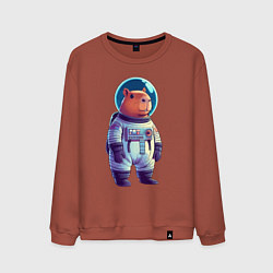 Мужской свитшот Капибара бравый космонавт