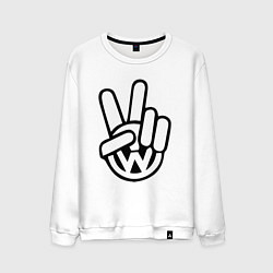 Свитшот хлопковый мужской Volkswagen peace, цвет: белый