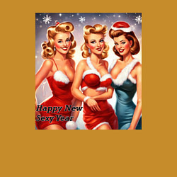 Свитшот хлопковый мужской Новогодние ретро девушки, цвет: горчичный — фото 2