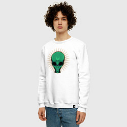 Свитшот хлопковый мужской Зелёный марсианин, цвет: белый — фото 2
