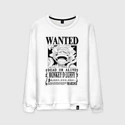 Свитшот хлопковый мужской Листовка Луффи 5 гир йонко One Piece, цвет: белый