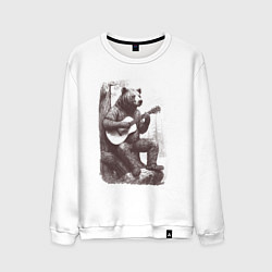 Мужской свитшот Медведь в лесу играет на акустической гитаре