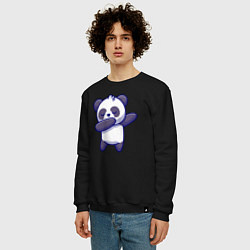 Свитшот хлопковый мужской Dabbing panda, цвет: черный — фото 2