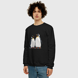 Свитшот хлопковый мужской Друзья-пингвины, цвет: черный — фото 2