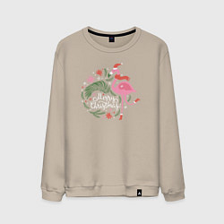 Мужской свитшот Рождественский фламинго