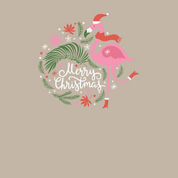 Свитшот хлопковый мужской Рождественский фламинго, цвет: миндальный — фото 2