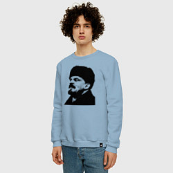 Свитшот хлопковый мужской Ленин в шапке, цвет: мягкое небо — фото 2