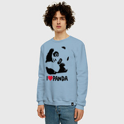 Свитшот хлопковый мужской I love panda, цвет: мягкое небо — фото 2