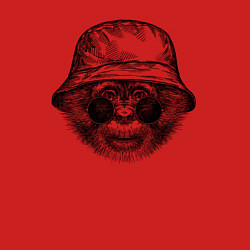 Свитшот хлопковый мужской Шимпанзе в панаме, цвет: красный — фото 2