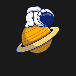 Свитшот хлопковый мужской Космонавт на Сатурне, цвет: черный — фото 2