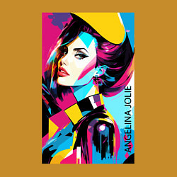 Свитшот хлопковый мужской Angelina Jolie - pop art, цвет: горчичный — фото 2