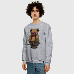 Свитшот хлопковый мужской Плюшевый медвежонок и его отражение, цвет: меланж — фото 2