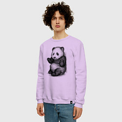 Свитшот хлопковый мужской Детеныш панды, цвет: лаванда — фото 2