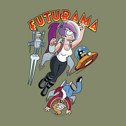 Свитшот хлопковый мужской Футурама в космосе, цвет: авокадо — фото 2