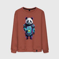 Свитшот хлопковый мужской Крутой кибер панда, цвет: кирпичный