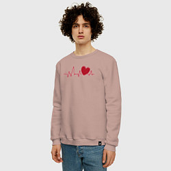 Свитшот хлопковый мужской Сердце и электрокардиограмма: символ здоровья и лю, цвет: пыльно-розовый — фото 2