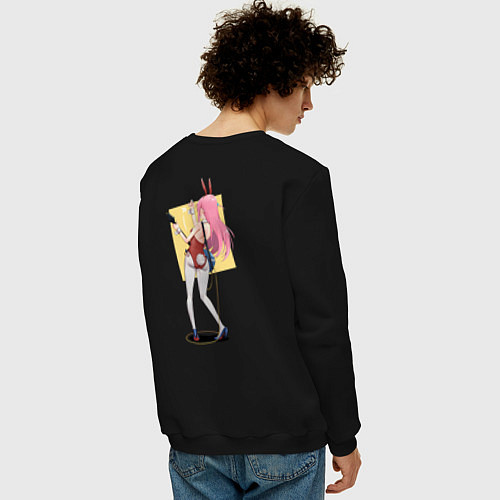 Мужской свитшот Зайка Хитори - двухсторонний принт / Черный – фото 4