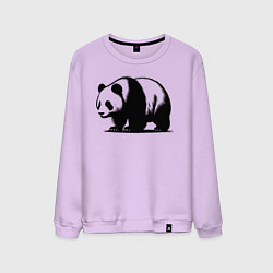 Свитшот хлопковый мужской Стоящая чёрная панда, цвет: лаванда