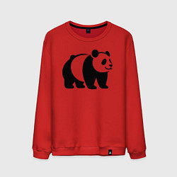 Свитшот хлопковый мужской Стоящая на четырёх лапах чёрная панда, цвет: красный
