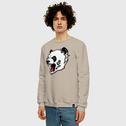 Свитшот хлопковый мужской Оскал панды, цвет: миндальный — фото 2
