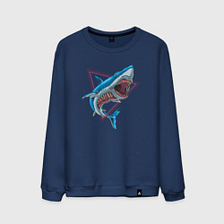 Свитшот хлопковый мужской Акула зомби, цвет: тёмно-синий
