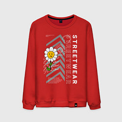 Свитшот хлопковый мужской Ромашка streetwear, цвет: красный