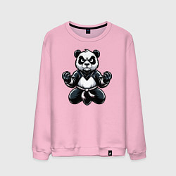 Свитшот хлопковый мужской Панда тренеруется, цвет: светло-розовый