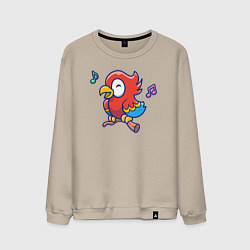 Свитшот хлопковый мужской Музыкальный попугайчик, цвет: миндальный