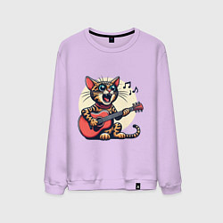 Мужской свитшот Забавный полосатый кот играет на гитаре