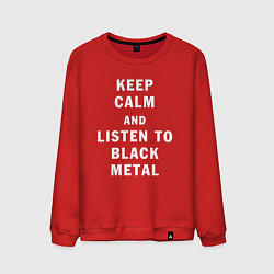 Свитшот хлопковый мужской Надпись Keep calm and listen to black metal, цвет: красный