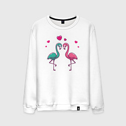 Свитшот хлопковый мужской Flamingo love, цвет: белый