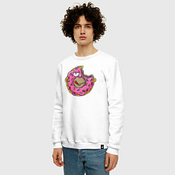 Свитшот хлопковый мужской Homer donut, цвет: белый — фото 2