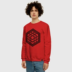 Свитшот хлопковый мужской 3D куб, цвет: красный — фото 2