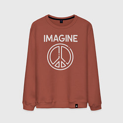 Свитшот хлопковый мужской Imagine peace, цвет: кирпичный