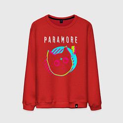 Свитшот хлопковый мужской Paramore rock star cat, цвет: красный