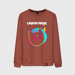 Свитшот хлопковый мужской Linkin Park rock star cat, цвет: кирпичный