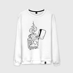 Свитшот хлопковый мужской Пусть оно сгорит, цвет: белый