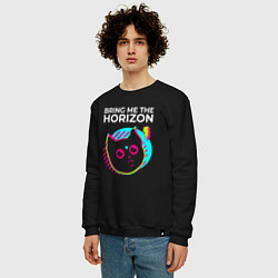 Свитшот хлопковый мужской Bring Me the Horizon rock star cat, цвет: черный — фото 2