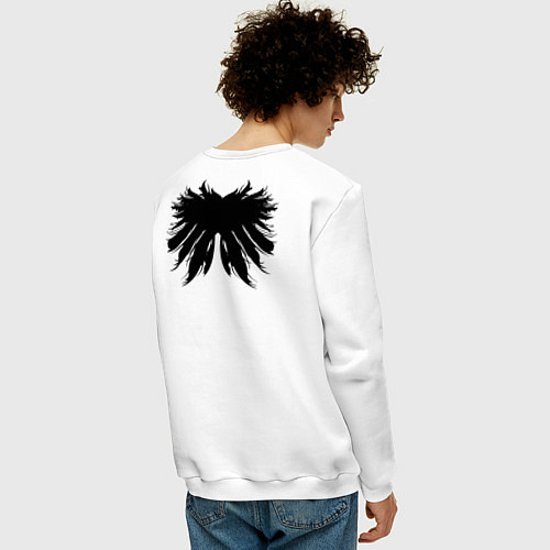 Мужской свитшот Крылья перья крест пушистые / Белый – фото 4