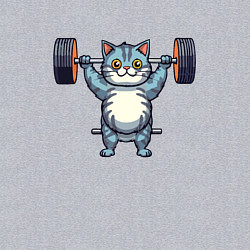Свитшот хлопковый мужской Кот с штангой, цвет: меланж — фото 2