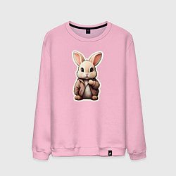Свитшот хлопковый мужской Маленький пушистый кролик, цвет: светло-розовый