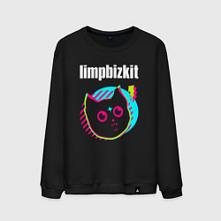 Свитшот хлопковый мужской Limp Bizkit rock star cat, цвет: черный