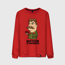 Свитшот хлопковый мужской Усы опасны, цвет: красный